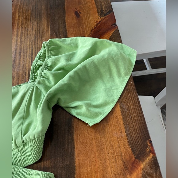 Lime Green Tiered Mini Dress open lower back size M - Picture 5 of 8